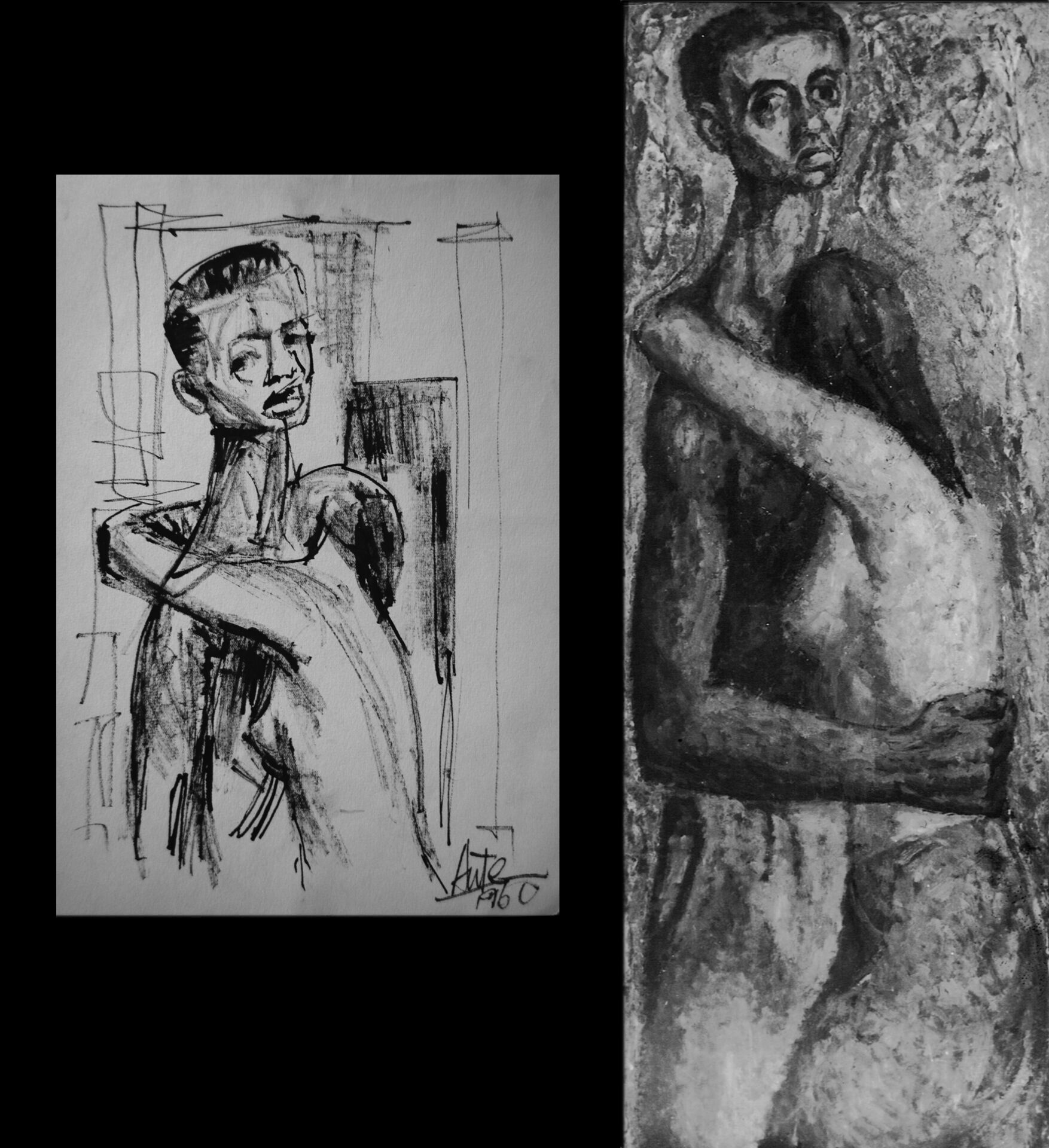 1960 abrazo y boceto